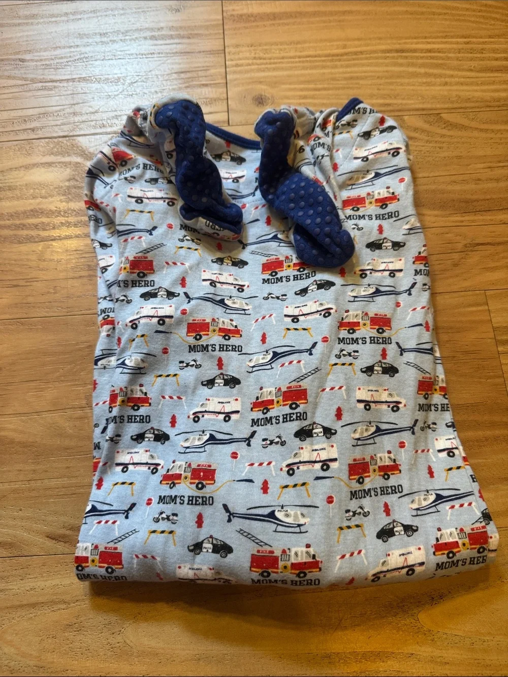 The Children's Place Light Blue & Navy Rescue Print Zip Sleep Pajamas
